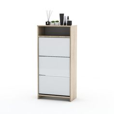 Тумба для обуви Римини, 3 яруса, дуб сонома-белый МО РОСТ