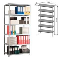 Практик Стеллаж металлический ПРАКТИК "MS", 2000х1000х400 мм, 6 полок, MS 200/100х40/6