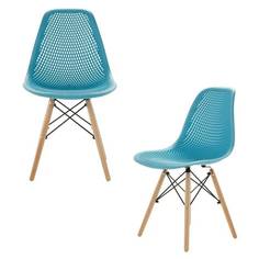 Комплект стульев 2 шт. LEON GROUP для кухни в стиле EAMES DSW ажурные, голубой