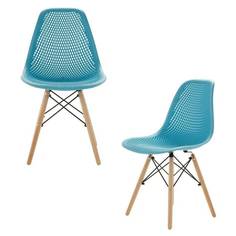 Комплект стульев 2 шт. LEON GROUP для кухни в стиле EAMES DSW ажурные, голубой