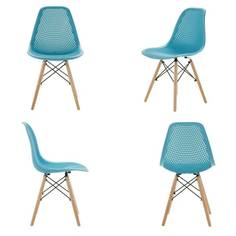 Комплект стульев 4 шт. LEON GROUP для кухни в стиле EAMES DSW ажурные, голубой