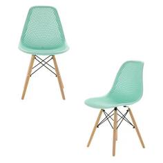 Комплект стульев 2 шт. LEON GROUP для кухни в стиле EAMES DSW ажурные, мятный