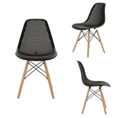 Комплект стульев 3 шт. LEON GROUP для кухни в стиле EAMES DSW ажурные, черный