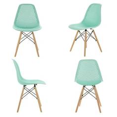 Комплект стульев 4 шт. LEON GROUP для кухни в стиле EAMES DSW ажурные, мятный