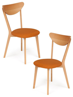 Комплект стульев (2 шт.) TetChair мягкое сиденье, оранжевый. MAXI (Макси) каркас бук