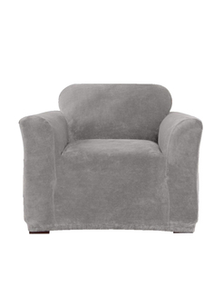 Чехол на большое кресло с подлокотниками Виктория хоум декор Бруклин светло-серый