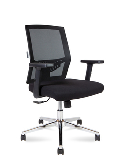 Кресло офисное Norden Торонто LB база хром / черный пластик / черная сетка / черная ткань