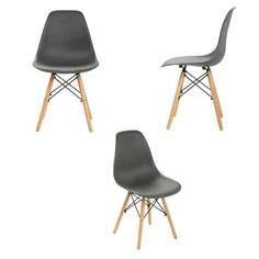 Комплект стульев 3 шт. LEON GROUP для кухни в стиле EAMES DSW, темно-серый