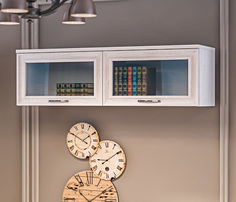 Полка-витрина СТОЛПЛИТ, Флоренция СБ-2403, с 2-мя дверями, белая, 132x38x35см