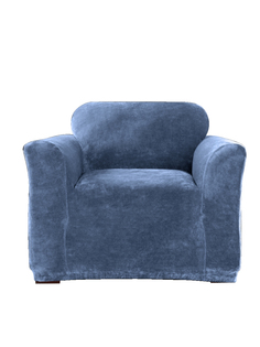 Чехол на большое кресло с подлокотниками Виктория хоум декор Бруклин серо-синий
