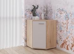 Комод НК-Мебель FAN КД 5 с распашными дверцами и ящиками, Белый/Дуб сонома