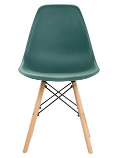 Стулья для кухни со спинкой с деревянными ножками в стиле EAMES DSW, темно-зеленый, 1 шт, Leon Group