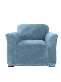 Чехол на большое кресло с подлокотниками Виктория хоум декор Бруклин серо-голубой