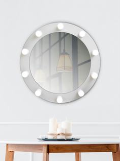 Гримерное зеркало Postermarket 329 Грим 10 Белое дерево D68 см