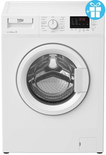 Стиральная машина Beko WRE55P2BWW + мешок для стирки белья белая