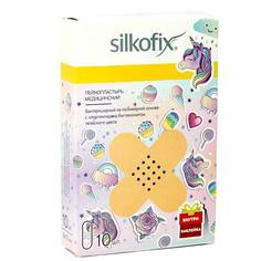 Лейкопластырь медицинский детский Silkofix Единорог на полимерной основе телесный 10 шт.