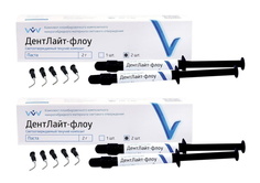 Комплект Владмива Текучий светоотвержд композит ДентЛайт флоу паста-шприц В2 2 гр 2 х 2 шт