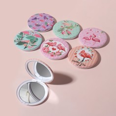 Зеркало складное Flamingo Love, d 7,5 см, рисунок МИКС No Brand