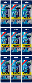 Одноразовые бритвы RAPIRA Sprint Plus 2 лезвия Алоэ с платиновым напылением, 5 шт,9 уп Рапира