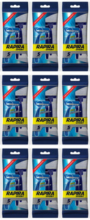Одноразовые бритвы RAPIRA Sprint 2 лезвия с платиновым напылением, 5 шт,9 уп Рапира