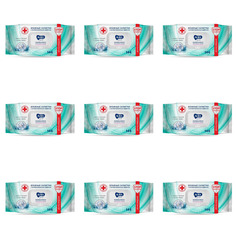 Влажные салфетки Aura с антибактериальным эффектом Family big-pack , 144 шт 9 уп