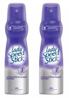 Дезодорант-антиперспирант Lady Speed Stick 24/7 Антибактериальный эффект спрей 150 мл 2 шт