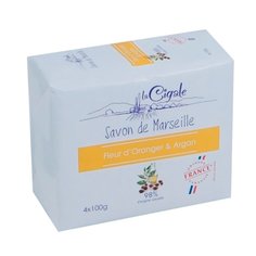 Мыло La Cigale Марсельское с аргановым маслом и цветком апельсина 4*100 г