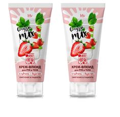 Крем-флюид для рук и тела IRIS, Смузи mix, клубника+базилик, туба, 180 мл, 2 шт
