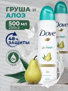 Дезодорант Dove Women Go Fresh Pear&Aloe, гуша и алоэ вера, 250 мл х 2 шт.