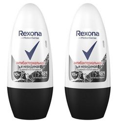 Дезодарант шариковый Rexona для женщин Антибак Невидимый на черном и белом 50мл 2шт