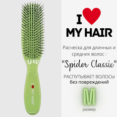 Расческа для волос I LOVE MY HAIR Spider Classic 1501 зеленая, глянцевая, размер M