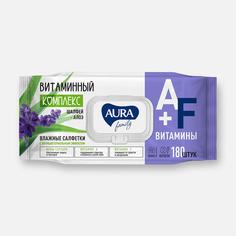 Салфетки влажные Aura Family с антибактериальным эффектом, 180 шт.