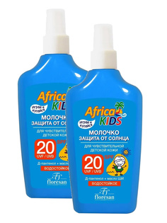 Комплект Молочко защита от солнца Floresan Africa kids SPF20 200 мл х 2 шт.