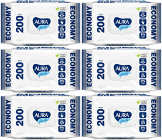 Влажные салфетки Aura для всей семьи Family big-pack , 200 шт 6 уп