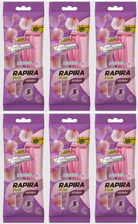 Одноразовые бритвы RAPIRA Berry Plus 2 лезвия Алоэ 5 шт,6 уп Рапира