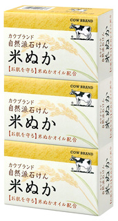 Средство для умывания Cow Brand (Gyunyu Sekken) Komenuka Natural Rice Bran Soap 100 г+3 шт