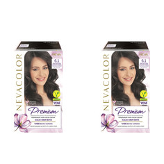 Стойкая крем-краска для волос Nevacolor Premium 6.1 Темно-пепельно-каштановый 2шт