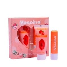 Набор для губ Персик бальзам и скраб No Brand