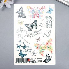 Татуировка на тело MILV Tattoo Бабочки и надписи 10х15 см