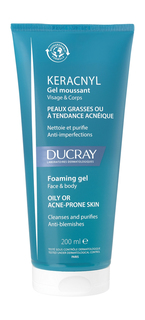 Очищающий гель для жирной кожи лица и тела Ducray Keracnyl Gel Moussant
