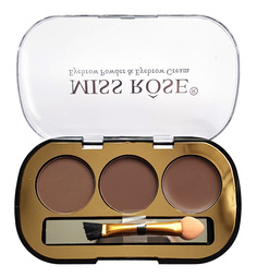 Палетка теней для бровей Miss Rose Eyebrow Powder & Eyebrow Cream 3 оттенка набор 01