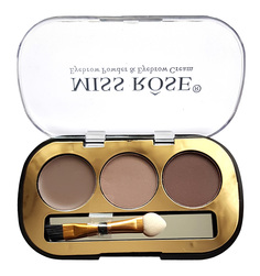 Палетка теней для бровей Miss Rose Eyebrow Powder & Eyebrow Cream 3 оттенка набор 02