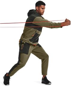 Спортивные брюки мужские Under Armour UA RUSH WOVEN TEAR AWAY PANT зеленые MD