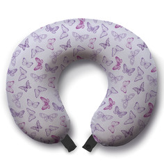 Дорожная подушка для шеи Ambesonne "Летние бабочки" trp_422914, фиолетовый