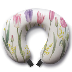 Дорожная подушка для шеи Ambesonne "Цветы весны" trp_422932, белый