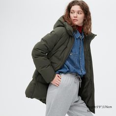 Пуховик женский UNIQLO 450489COL58 хаки XL (доставка из-за рубежа)