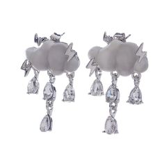 Серьги из бижутерного сплава Moon Paris MP-23.04-016, кошачий глаз/кристаллы