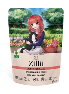 Влажный корм для кошек Zillii Sterilized Light Cat Veal телятина, 85г