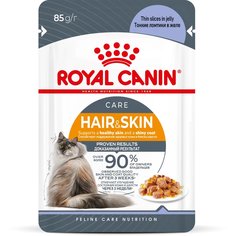 Влажный корм для кошек Royal Canin Hair&Skin идеальная кожа и шерсть, в желе 28шт по 85гр