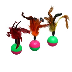 Пижон Игрушка-неваляшка для кошек с перьями, микс цветов